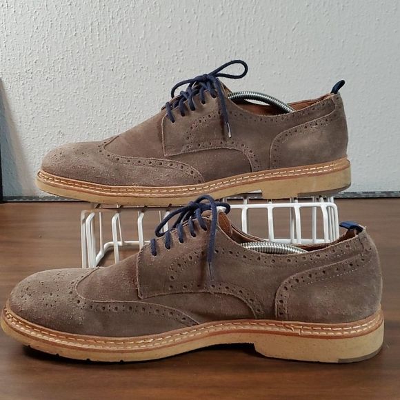 J & M 1850 Pearce 27-1957 Gray & Blue Suede Wingtip Brogues Oxfords Size 11½ - Picture 2 of 6